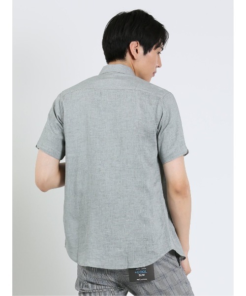 m.f.editorial（エムエフエディトリアル）の「m.f.エディトリアル メンズ 麻混 ボタンダウン半袖シャツ（シャツ/ブラウス・メンズ・ピンク系その他/ライトグレー/サックスブルー/オレンジ・MEDIUM/LARGE/X-LARGE）」の9枚目の写真