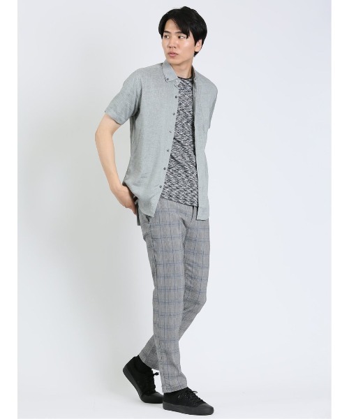 m.f.editorial（エムエフエディトリアル）の「m.f.エディトリアル メンズ 麻混 ボタンダウン半袖シャツ（シャツ/ブラウス・メンズ・ピンク系その他/ライトグレー/サックスブルー/オレンジ・MEDIUM/LARGE/X-LARGE）」の7枚目の写真