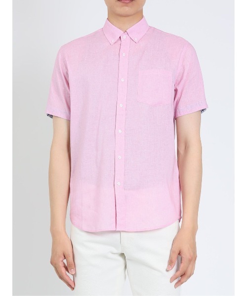 m.f.editorial（エムエフエディトリアル）の「m.f.エディトリアル メンズ 麻混 ボタンダウン半袖シャツ（シャツ/ブラウス・メンズ・ピンク系その他/ライトグレー/サックスブルー/オレンジ・MEDIUM/LARGE/X-LARGE）」の18枚目の写真