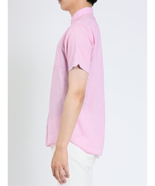 m.f.editorial（エムエフエディトリアル）の「m.f.エディトリアル メンズ 麻混 ボタンダウン半袖シャツ（シャツ/ブラウス・メンズ・ピンク系その他/ライトグレー/サックスブルー/オレンジ・MEDIUM/LARGE/X-LARGE）」の19枚目の写真