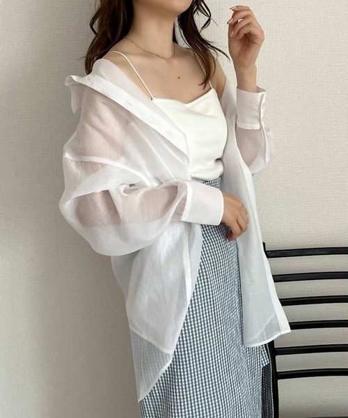 one after another NICE CLAUP（ワンアフターアナザーナイスクラップ）の「カップ付きシンプルキャミソール（キャミソール・レディース・オフホワイト/ホワイト×ブラック/ライトピンク/オートミール・FREE）」の7枚目の写真