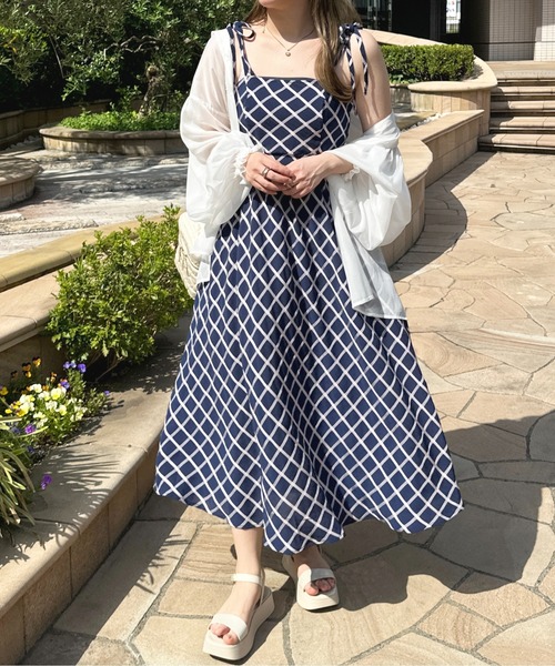 apres jour(アプレジュール)の「チェックシアーフレアキャミワンピース【ZOZOTOWN限定アイテム】(ワンピース・レディース・ネイビー/ブラック/ピンクベージュ・フリー/X-LARGE)」の15枚目の写真