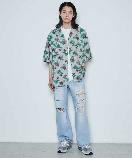 THE STANDARD(ザスタンダード)の「WEGO/ダメージデニムワイドパンツ(デニムパンツ・メンズ・ライトインディゴブルー/ブラック/コバルトブルー・SMALL/MEDIUM/LARGE)」の5枚目の写真