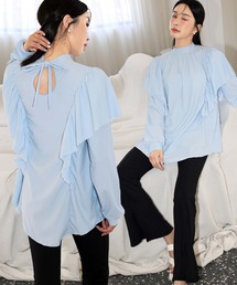 OSYAREVO | フリルブラウス 風  ラッシュガード 水着 セットアップ 体型カバー(ラッシュガード)