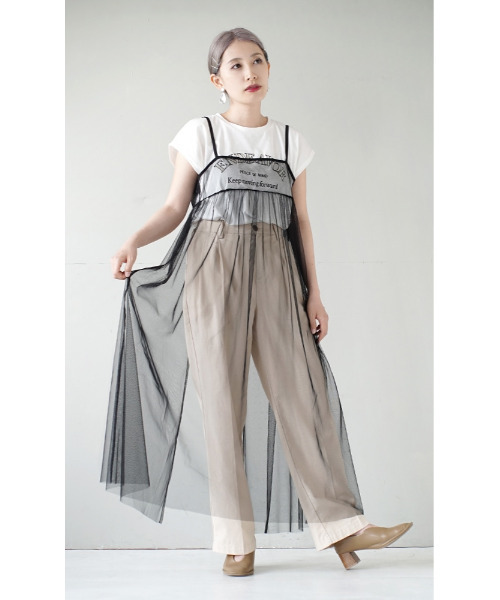 e-zakkamania stores（イーザッカマニアストアーズ）の「チュール キャミワンピース［2way front］（ワンピース・レディース・ブラック/アイボリー・フリー）」の9枚目の写真