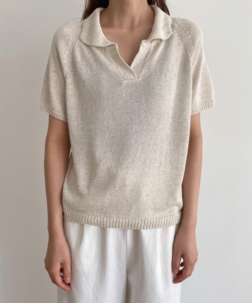 【在庫限り】 CANAL JEAN（キャナルジーン）の「El mar リネン混サマーポロ トップス