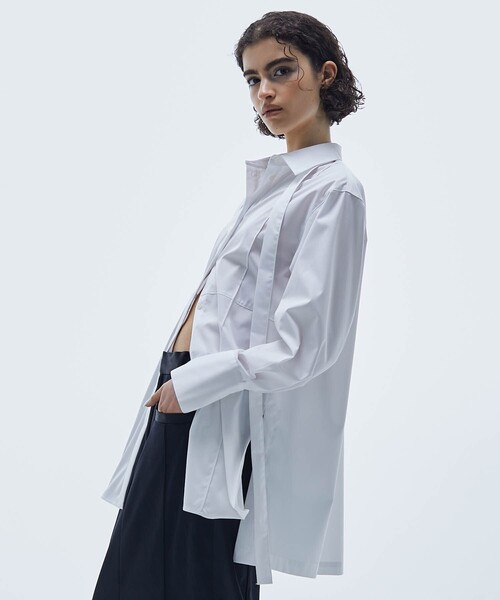 STUDIOUS（ステュディオス）の「【STUDIOUS/ステュディオス】フロントピンタックマルチウェイロングシャツ（シャツ/ブラウス・レディース・オフホワイト/ストライプ・FREE）」の7枚目の写真