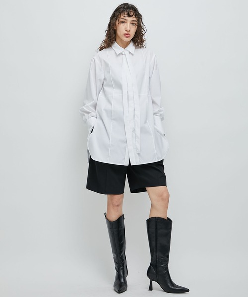 STUDIOUS（ステュディオス）の「【STUDIOUS/ステュディオス】フロントピンタックマルチウェイロングシャツ（シャツ/ブラウス・レディース・オフホワイト/ストライプ・FREE）」の11枚目の写真