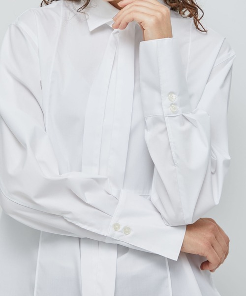 STUDIOUS（ステュディオス）の「【STUDIOUS/ステュディオス】フロントピンタックマルチウェイロングシャツ（シャツ/ブラウス・レディース・オフホワイト/ストライプ・FREE）」の18枚目の写真