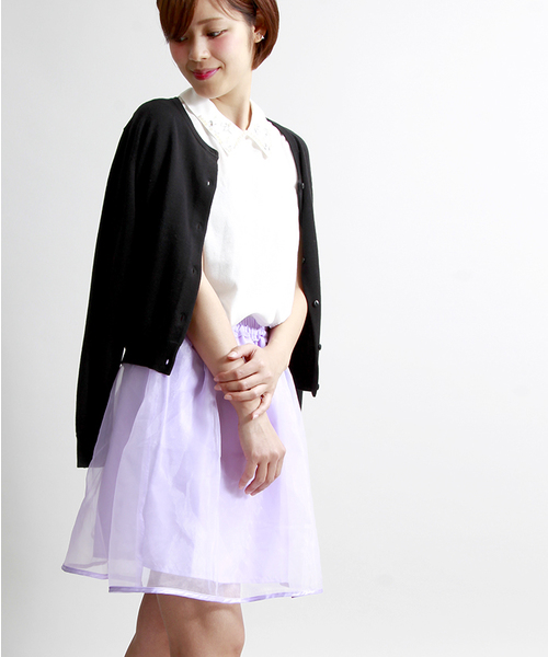 WEGO(ウィゴー)の「WEGO/オーガンジーフレアスカート(スカート・レディース・オフホワイト/ライトパープル/ライトイエロー/ブラック・FREE)」の3枚目の写真