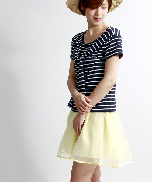 WEGO(ウィゴー)の「WEGO/オーガンジーフレアスカート(スカート・レディース・オフホワイト/ライトパープル/ライトイエロー/ブラック・FREE)」の4枚目の写真