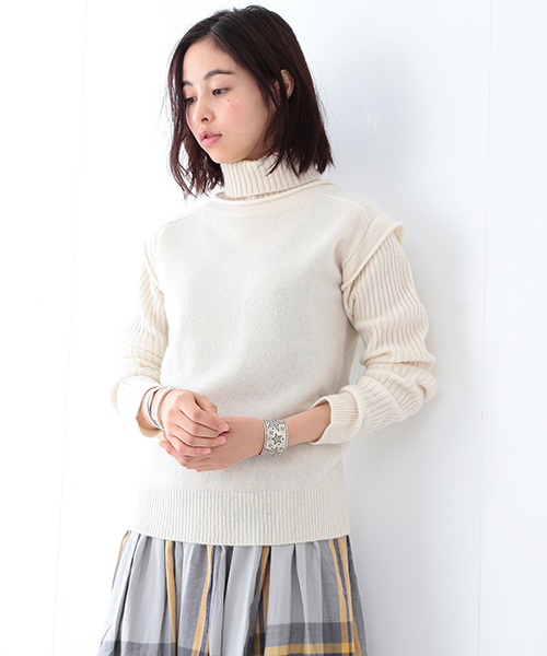 BEAMS BOY(ビームスボーイ)の「BEAMS BOY / 5ゲージ エリ袖リブ タートルネック(ニット/セーター・レディース・グレー/ブラウン/ナチュラル・ONE SIZE)」の3枚目の写真