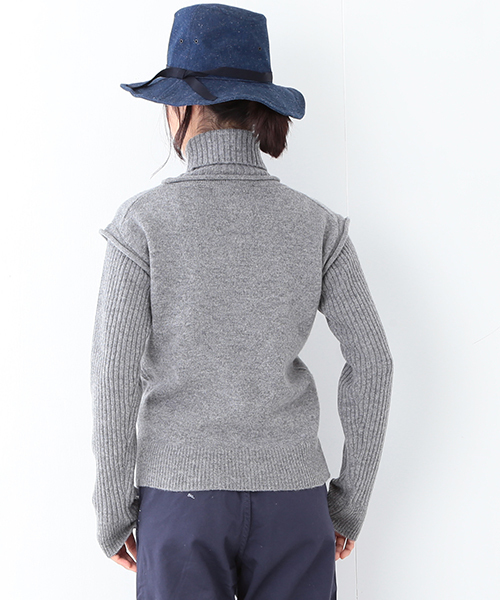BEAMS BOY(ビームスボーイ)の「BEAMS BOY / 5ゲージ エリ袖リブ タートルネック(ニット/セーター・レディース・グレー/ブラウン/ナチュラル・ONE SIZE)」の5枚目の写真