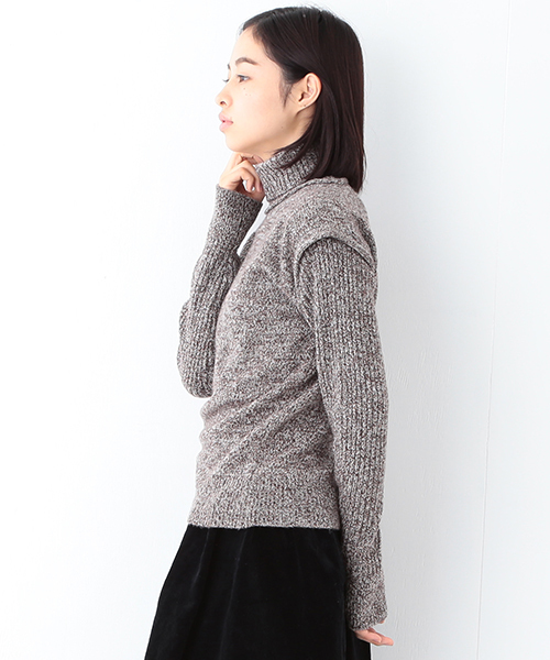 BEAMS BOY(ビームスボーイ)の「BEAMS BOY / 5ゲージ エリ袖リブ タートルネック(ニット/セーター・レディース・グレー/ブラウン/ナチュラル・ONE SIZE)」の7枚目の写真