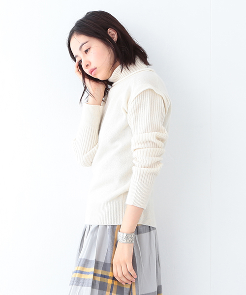 BEAMS BOY(ビームスボーイ)の「BEAMS BOY / 5ゲージ エリ袖リブ タートルネック(ニット/セーター・レディース・グレー/ブラウン/ナチュラル・ONE SIZE)」の13枚目の写真