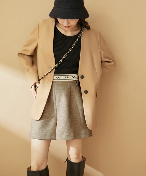 VIS（ビス）の「ハイウエスト圧縮ショートパンツ（スラックス・レディース・ベージュ系その他/ブラック・S/M）」の5枚目の写真