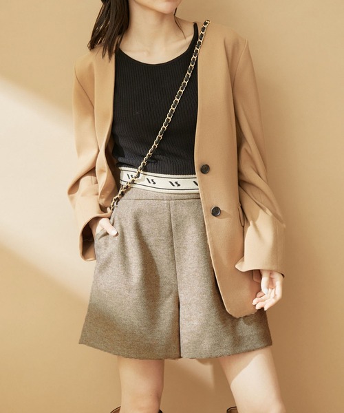 VIS（ビス）の「ハイウエスト圧縮ショートパンツ（スラックス・レディース・ベージュ系その他/ブラック・S/M）」の6枚目の写真