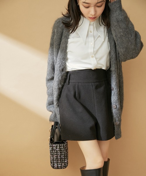 VIS（ビス）の「ハイウエスト圧縮ショートパンツ（スラックス・レディース・ベージュ系その他/ブラック・S/M）」の7枚目の写真