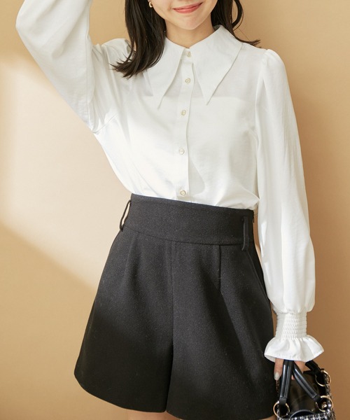 VIS（ビス）の「ハイウエスト圧縮ショートパンツ（スラックス・レディース・ベージュ系その他/ブラック・S/M）」の9枚目の写真