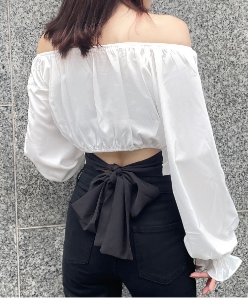 one way（ワンウェイ）の「長袖BACKリボンブラウス（シャツ/ブラウス・レディース・グレー/ブラック/ホワイト・FREE）」の2枚目の写真