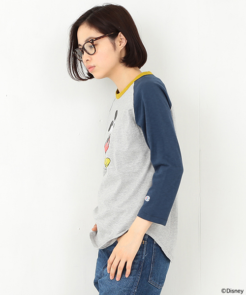 Champion（チャンピオン）の「CHAMPION×BEAMS BOY / ラグランTシャツ 七分袖 （Mickey Mouse）（Tシャツ/カットソー・レディース・ホワイト/トップグレー/ネイビー・SMALL）」の7枚目の写真