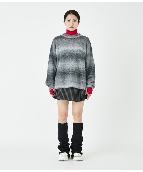 ANLIBERTY ANAP(アンリバティアナップ)の「ピンストライプボックスミニスカート【セットアップ対応】(スカート・レディース・グレー/ブラック・M/S)」の4枚目の写真