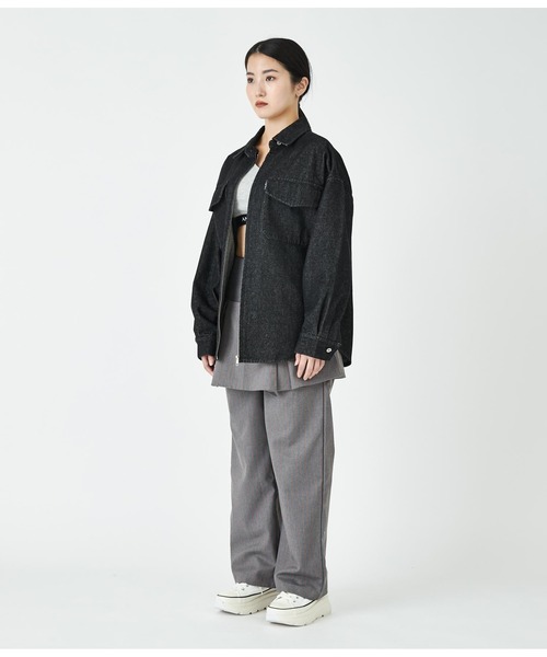 ANLIBERTY ANAP(アンリバティアナップ)の「ピンストライプボックスミニスカート【セットアップ対応】(スカート・レディース・グレー/ブラック・M/S)」の9枚目の写真
