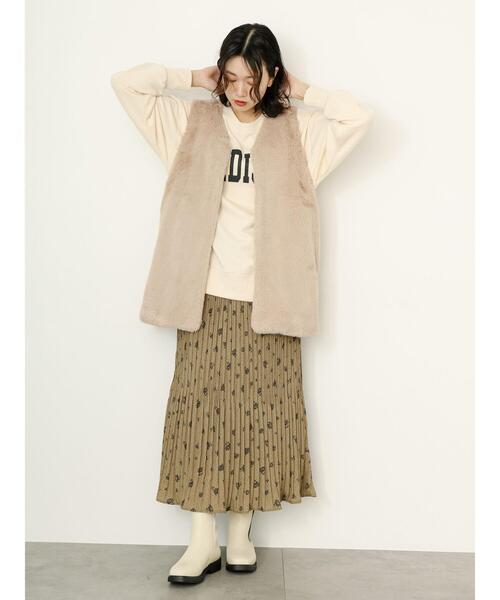 Samansa Mos2 blue（サマンサモスモスブルー）の「ファーベスト（ベスト・レディース・チャコールグレー/モカ/ベージュ・F）」の11枚目の写真