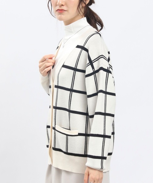 GLOBAL WORK Smile Seed Store（グローバルワーク スマイルシードストア）の「ジャガード柄Ｖカーデ/908047（カーディガン/ボレロ・レディース・グレー系その他7/ホワイト系その他7/ダークグレー・LARGE/MEDIUM/SMALL/X-LARGE）」の7枚目の写真