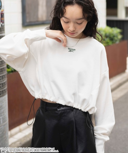 Reebok（リーボック）の「∴WEGO/別注Reebok ショートドロストスウェット（スウェット・レディース・オフホワイト/ブラック/杢グレー・FREE）」の5枚目の写真