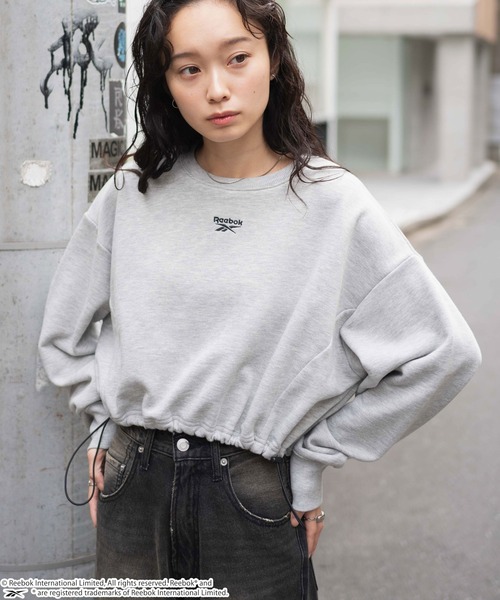 Reebok（リーボック）の「∴WEGO/別注Reebok ショートドロストスウェット（スウェット・レディース・オフホワイト/ブラック/杢グレー・FREE）」の6枚目の写真