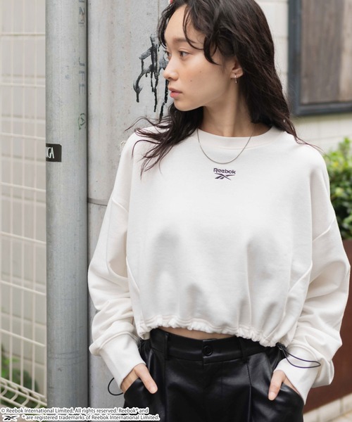 Reebok（リーボック）の「∴WEGO/別注Reebok ショートドロストスウェット（スウェット・レディース・オフホワイト/ブラック/杢グレー・FREE）」の4枚目の写真