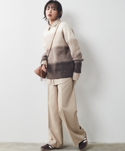 CHIC STYLE（シックスタイル）の「＜大きいサイズ＞グラデーションニットプルオーバー シックスタイル（ニット/セーター・レディース・グレー系/ブラウン系・L/LL/3L/4L/5L）」の8枚目の写真