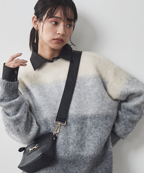 CHIC STYLE（シックスタイル）の「＜大きいサイズ＞グラデーションニットプルオーバー シックスタイル（ニット/セーター・レディース・グレー系/ブラウン系・L/LL/3L/4L/5L）」の6枚目の写真