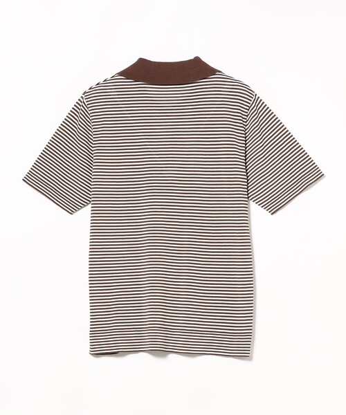 メンズ マイクロボーダー スキッパーポロシャツ マリンボーダーニットスキッパーポロシャツ / 半袖 メンズ レディース