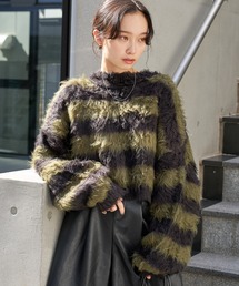 WEGO | WEGO/【23年秋冬新作】ファータッチボーダーショートプルオーバー(ニット/セーター)