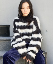 WEGO | WEGO/【23年秋冬新作】ファータッチボーダーショートプルオーバー(ニット/セーター)