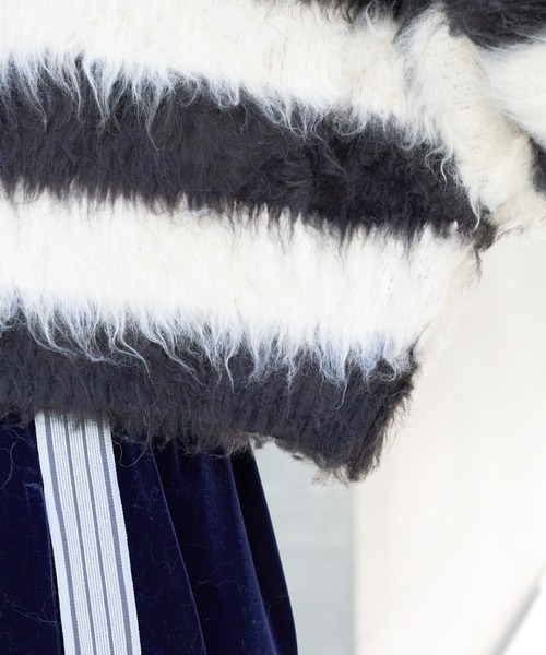 WEGO（ウィゴー）の「WEGO/ファータッチボーダーショートプルオーバー（ニット/セーター・レディース・ブラック/グリーン/サックスブルー・FREE）」の9枚目の写真