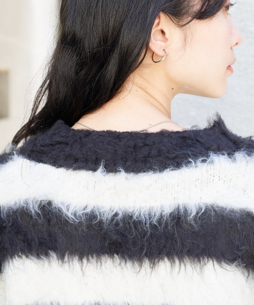 WEGO（ウィゴー）の「WEGO/ファータッチボーダーショートプルオーバー（ニット/セーター・レディース・ブラック/グリーン/サックスブルー・FREE）」の10枚目の写真