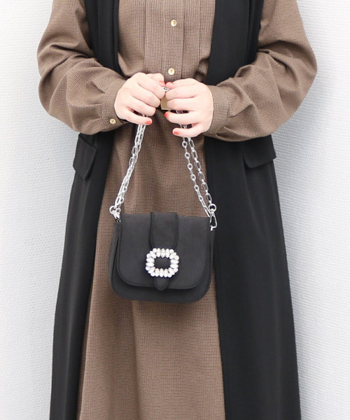 cache cache（カシュ カシュ）の「カシュカシュ cachecache / ビジューバックルチェーンショルダー（ショルダーバッグ・レディース・ブルー/シルバー/ブラック・FREE）」の10枚目の写真