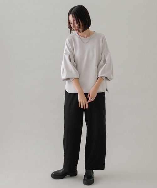 URBAN RESEARCH Sonny Label(アーバンリサーチサニーレーベル)の「『UR TECH SMOOTHLUXE』ウールライクワイドパンツ(その他パンツ・レディース・ブラック/ライトグレー・38/36)」の6枚目の写真