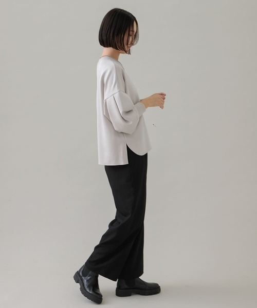 URBAN RESEARCH Sonny Label(アーバンリサーチサニーレーベル)の「『UR TECH SMOOTHLUXE』ウールライクワイドパンツ(その他パンツ・レディース・ブラック/ライトグレー・38/36)」の7枚目の写真