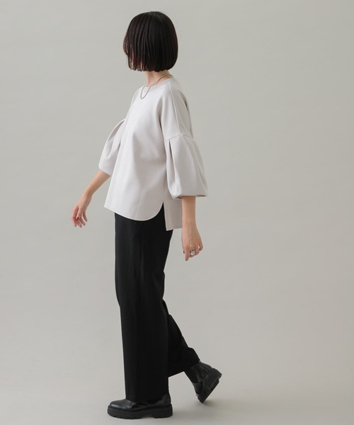 URBAN RESEARCH Sonny Label(アーバンリサーチサニーレーベル)の「『UR TECH SMOOTHLUXE』ウールライクワイドパンツ(その他パンツ・レディース・ブラック/ライトグレー・38/36)」の9枚目の写真