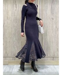 MERCURYDUO | 2WAYレースドッキングマーメイドニットワンピース(ワンピース)