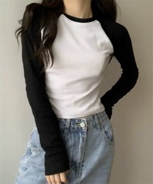 配色ロングスリーブTシャツ