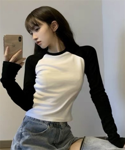 FREE STYLISTS(フリー スタイリスト)の「配色ロングスリーブTシャツ(Tシャツ/カットソー・レディース・ホワイト/グレー・M/L)」の13枚目の写真