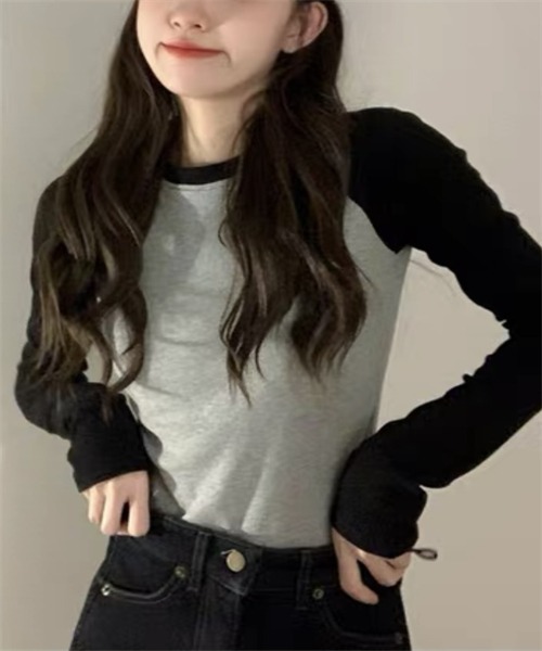 FREE STYLISTS(フリー スタイリスト)の「配色ロングスリーブTシャツ(Tシャツ/カットソー・レディース・ホワイト/グレー・M/L)」の10枚目の写真