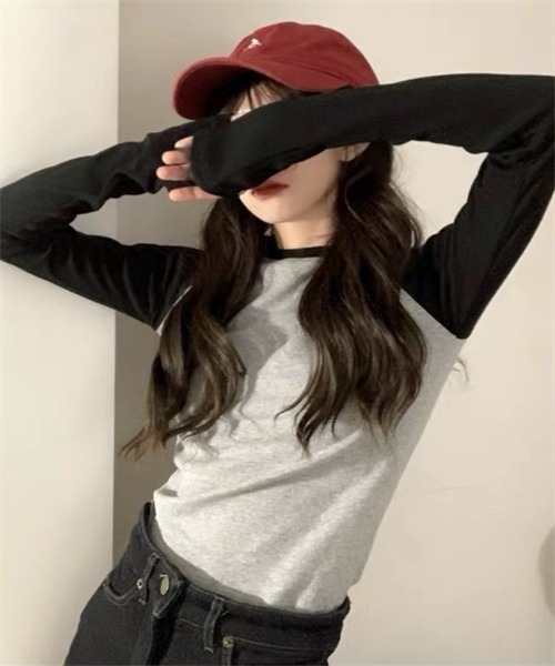 FREE STYLISTS(フリー スタイリスト)の「配色ロングスリーブTシャツ(Tシャツ/カットソー・レディース・ホワイト/グレー・M/L)」の6枚目の写真