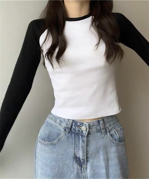 FREE STYLISTS(フリー スタイリスト)の「配色ロングスリーブTシャツ(Tシャツ/カットソー・レディース・ホワイト/グレー・M/L)」の16枚目の写真