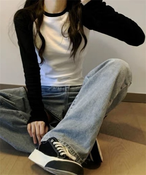 FREE STYLISTS(フリー スタイリスト)の「配色ロングスリーブTシャツ(Tシャツ/カットソー・レディース・ホワイト/グレー・M/L)」の14枚目の写真
